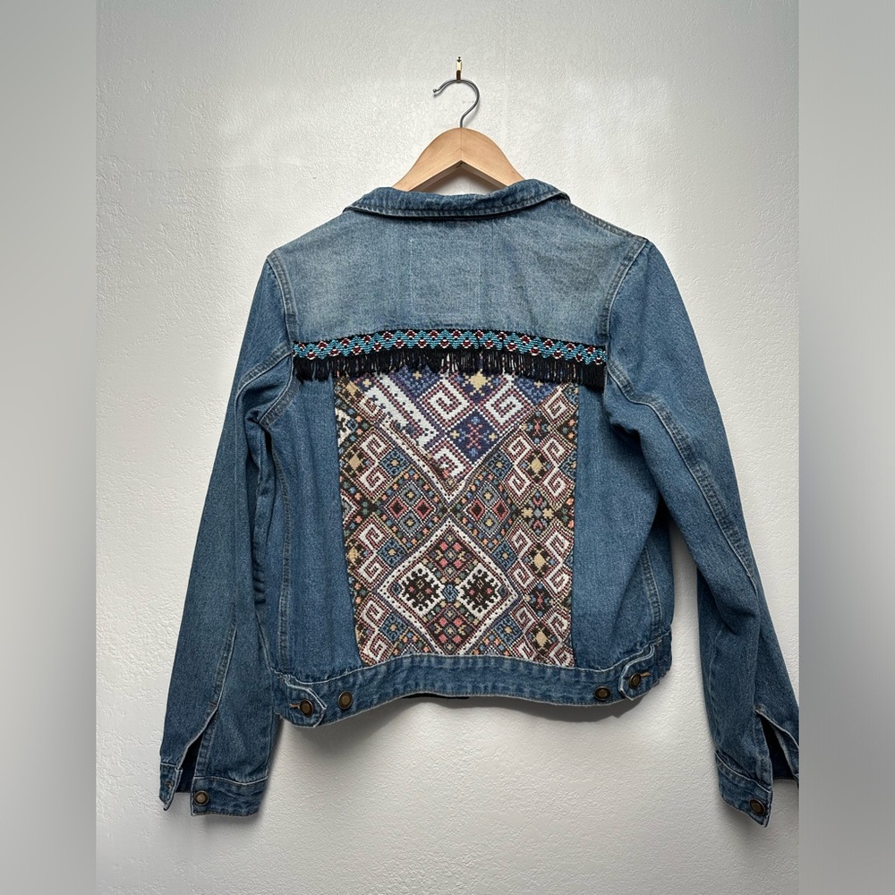 Embellished Back Western Blue Denim Jean Jacket